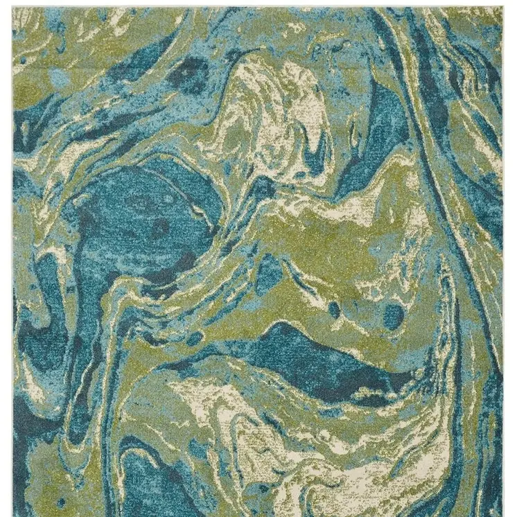 5' X 7' Teal And Beige Abstract Area Rug