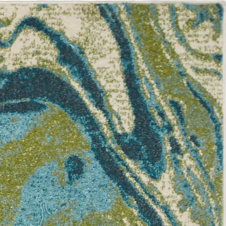 5' X 7' Teal And Beige Abstract Area Rug