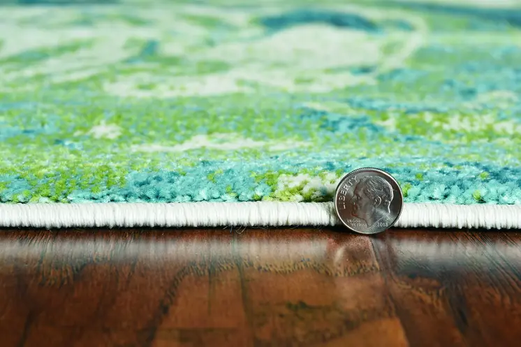 5' X 7' Teal And Beige Abstract Area Rug