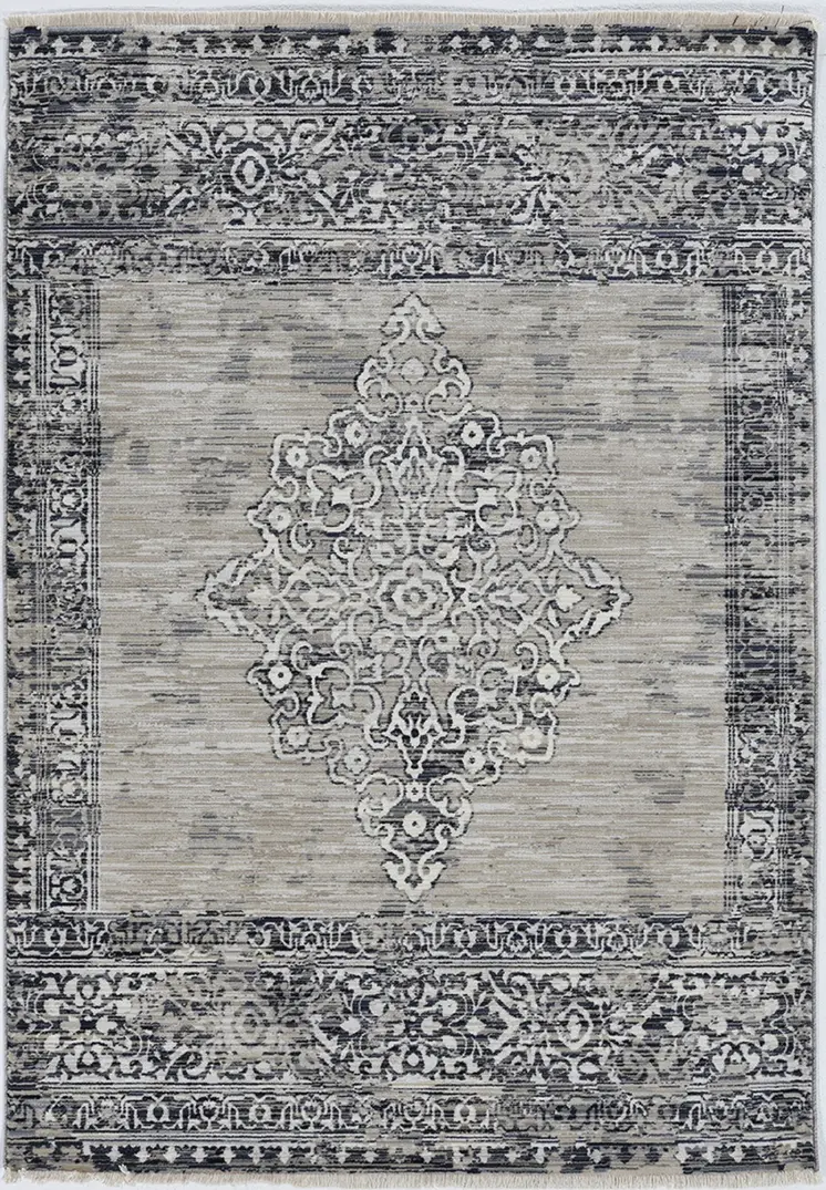 4' X 6' Charcoal and Gray Medallion Area Rug