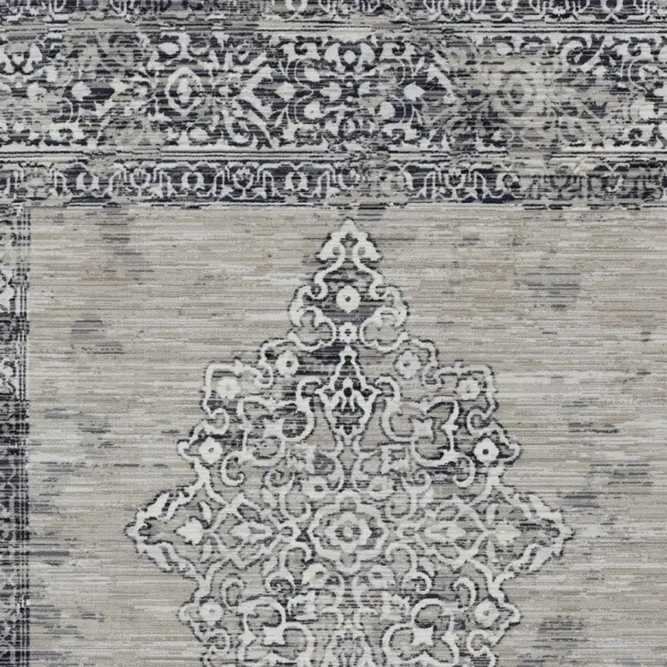 5' X 8' Charcoal and Gray Medallion Area Rug