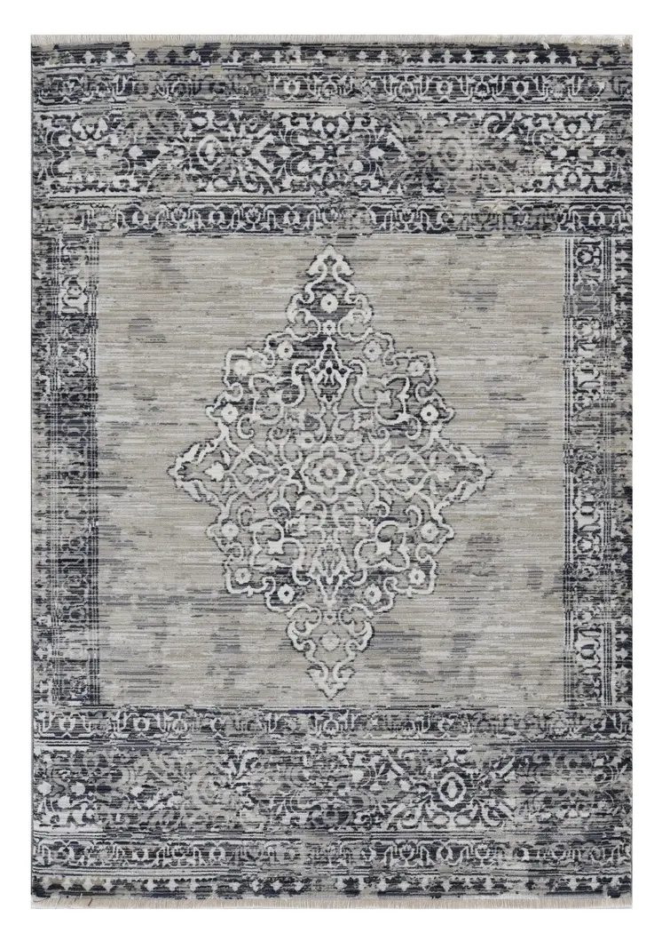 5' X 8' Charcoal and Gray Medallion Area Rug
