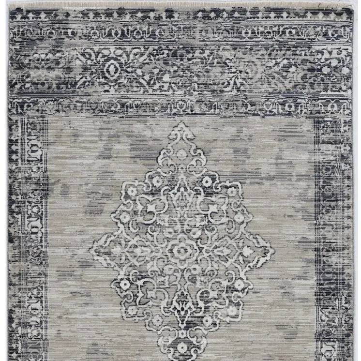 8' X 10' Sand And Charcoal Diamond Area Rug