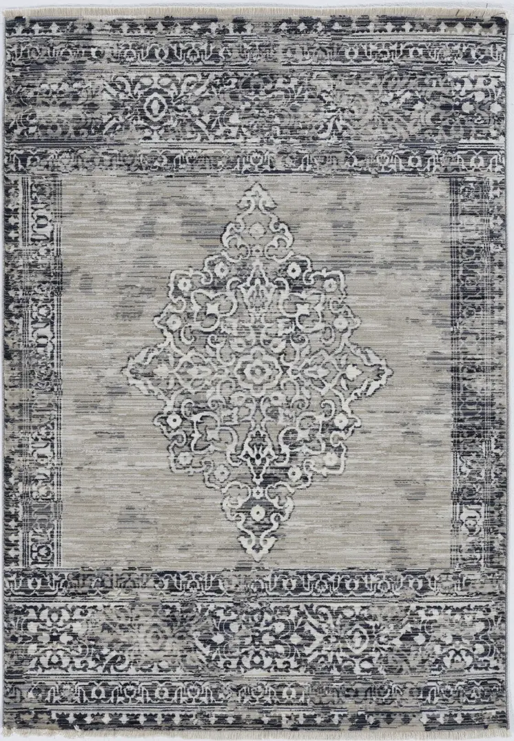 8' X 10' Sand And Charcoal Diamond Area Rug