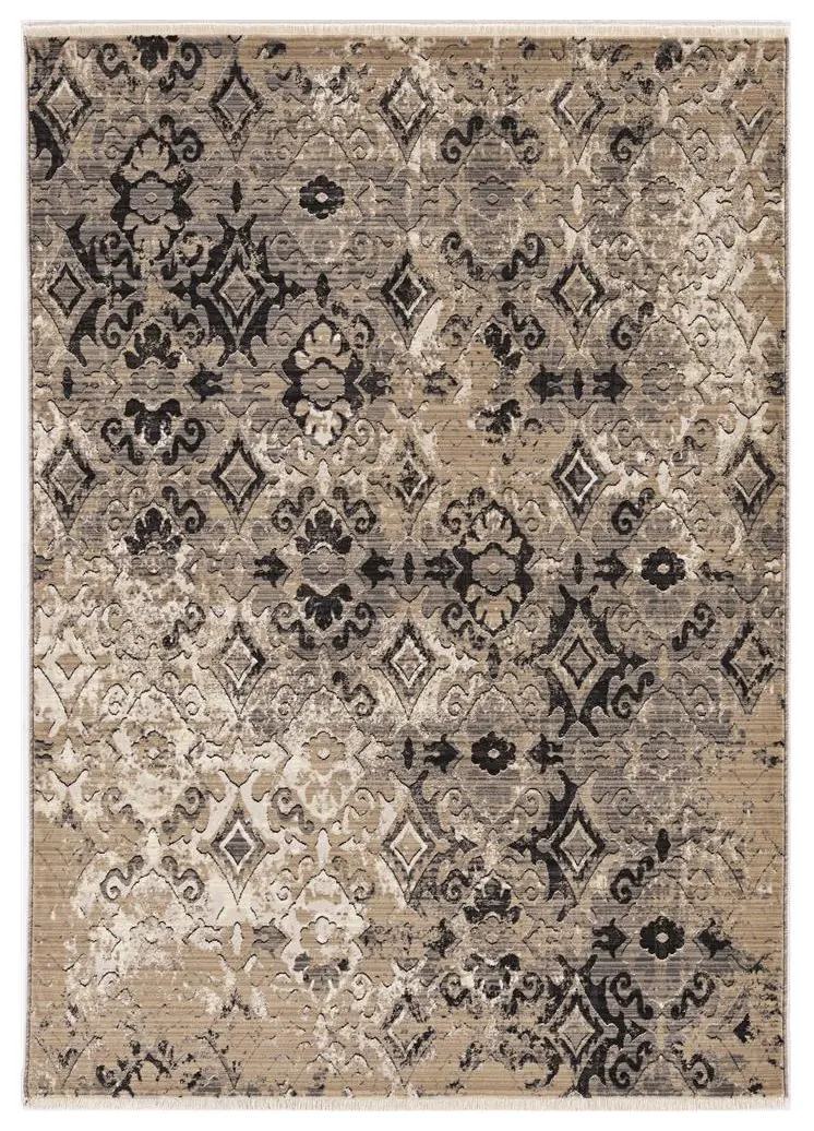 9' X 12' Beige and Ivory Oriental Area Rug