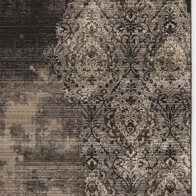 8' X 10' Taupe and Black Abstract Area Rug
