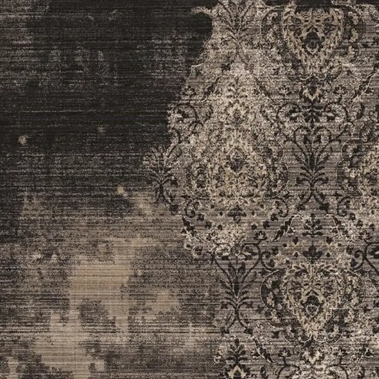 9' X 12' Taupe and Black Abstract Area Rug