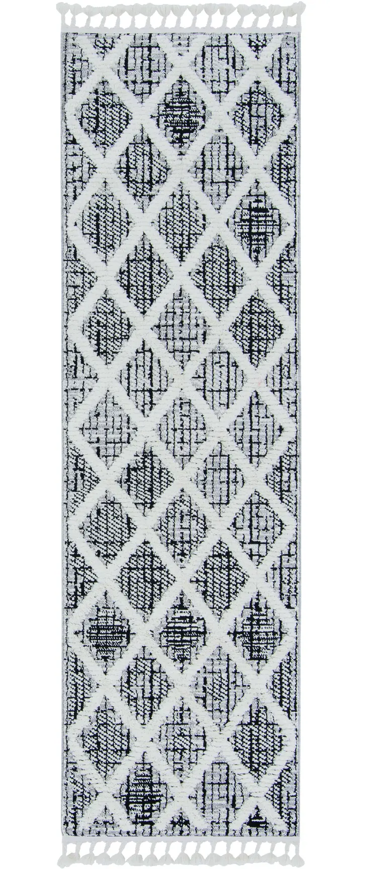 8' Charcoal Geometric Runner Rug