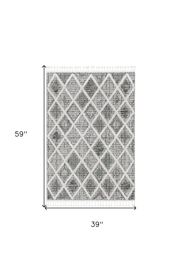 3' X 5' Charcoal Geometric Area Rug
