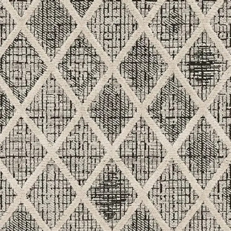 8' X 11' Cream And Charcoal Geometric Area Rug
