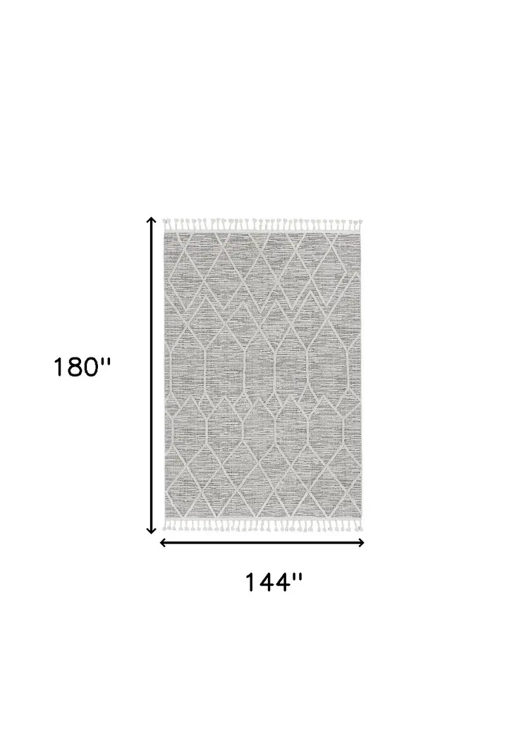 12' X 15' Gray and Ivory Geometric Area Rug