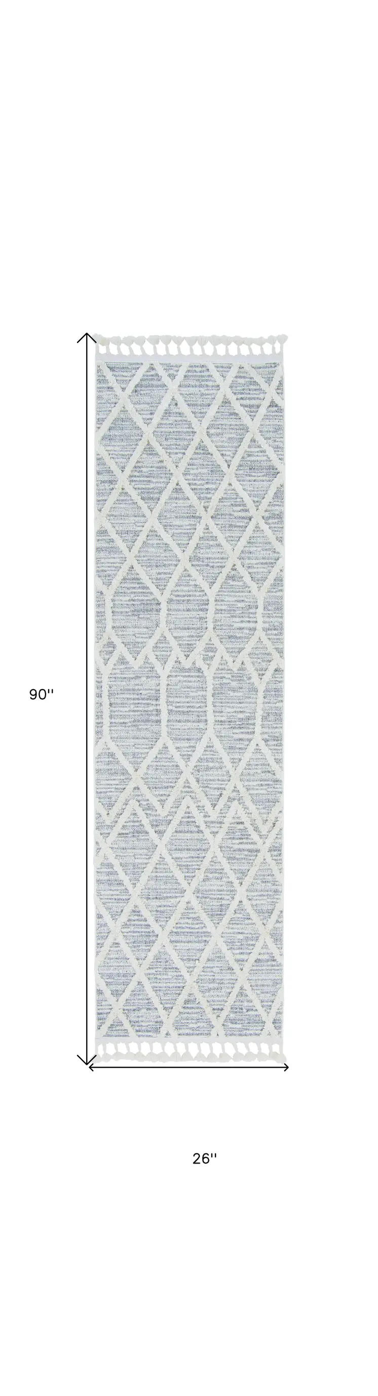 8' Gray and Ivory Abstract Runner Rug