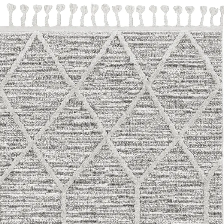 8' Gray and Ivory Abstract Runner Rug