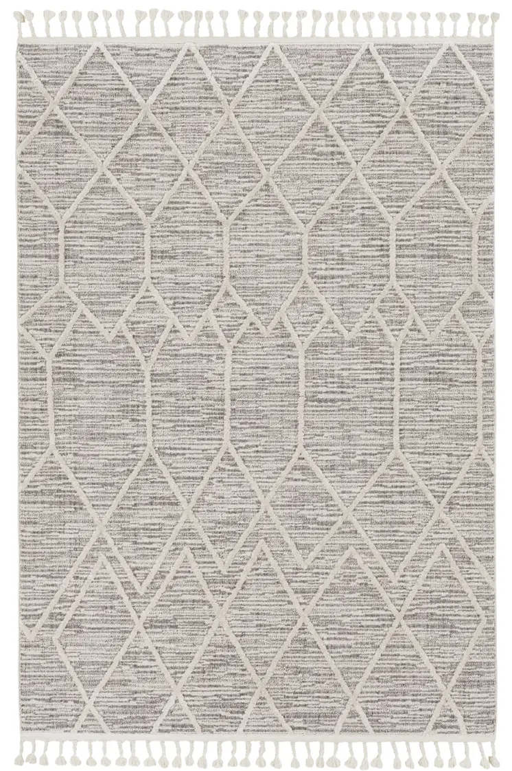 5' X 8' Gray and Ivory Abstract Area Rug