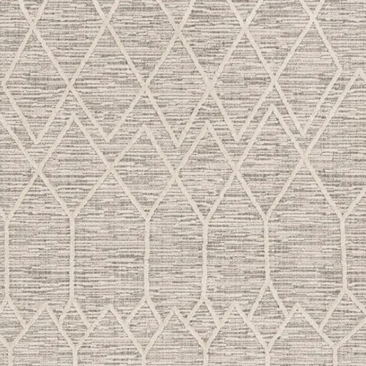 8' X 11' Ivory And Gray Geometric Area Rug With Fringe