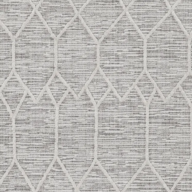 9' X 13' Ivory Grey Machine Woven Geometric Indoor Area Rug