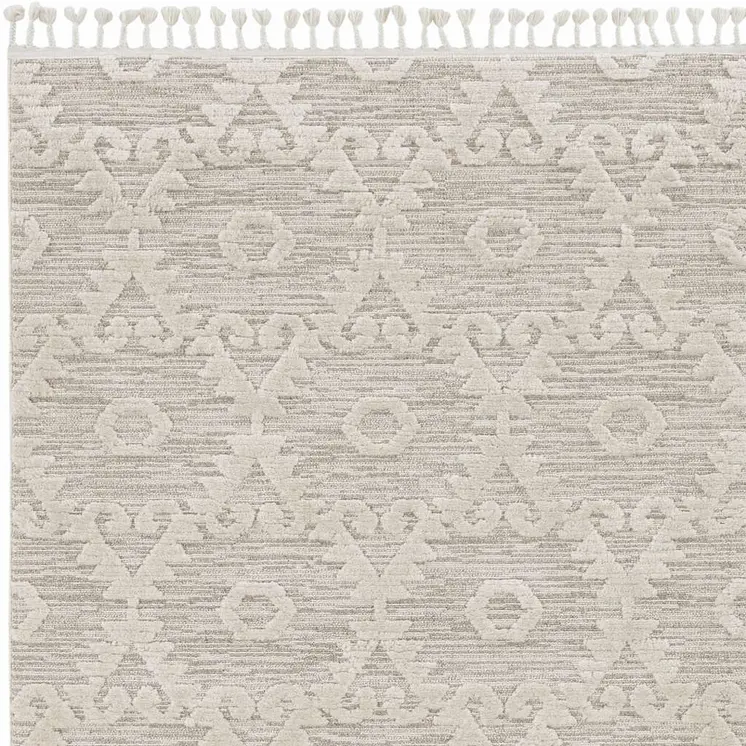 8' X 11' Ivory Beige Diamond Area Rug