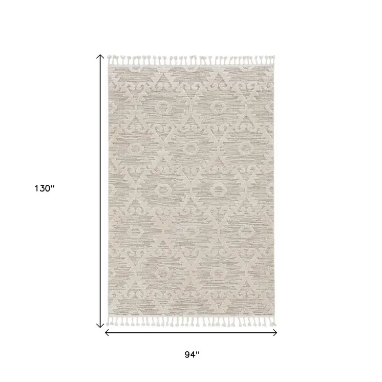8' X 11' Ivory Beige Diamond Area Rug