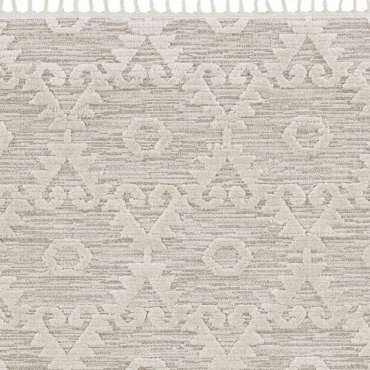 8' X 11' Ivory Beige Diamond Area Rug