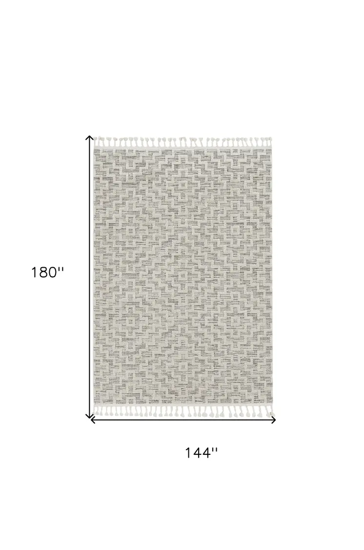 12' X 15' Gray and Ivory Geometric Area Rug