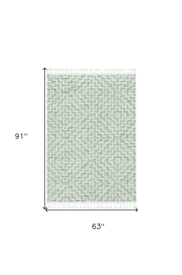 5' X 8' Gray and Ivory Geometric Area Rug