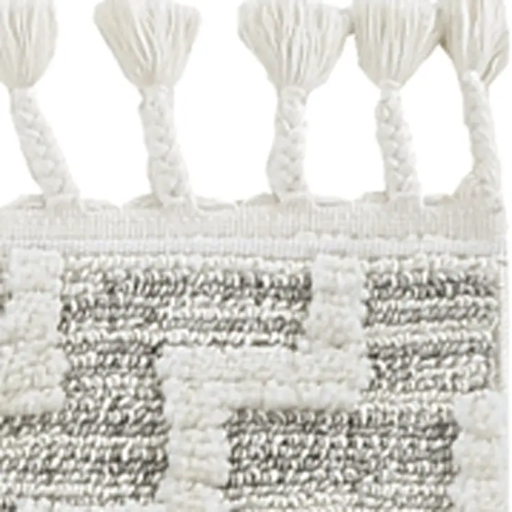9' X 13' Gray And Ivory Geometric Area Rug With Fringe