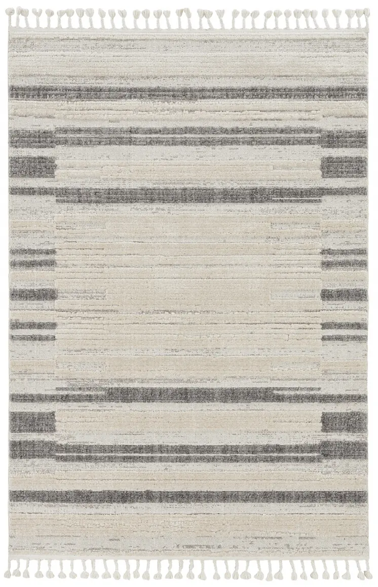 8' Gray And Ivory Abstract Runner Rug