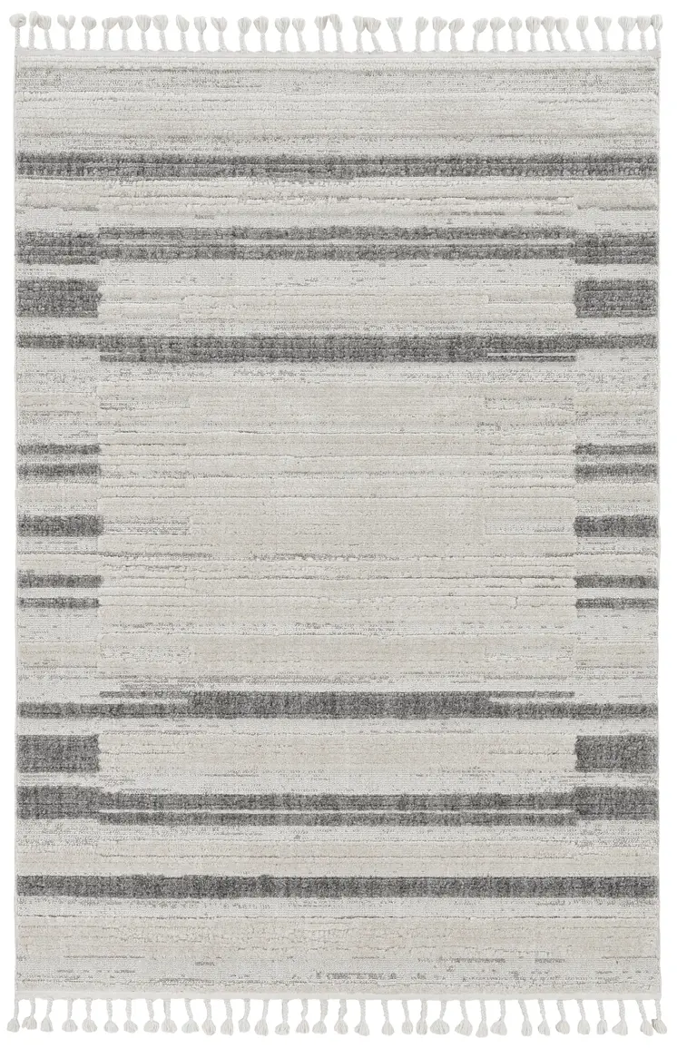 5' X 8' Gray and Ivory Abstract Area Rug