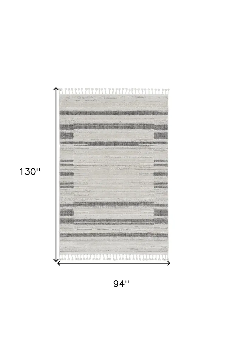 8' X 11' Gray And Ivory Abstract Area Rug