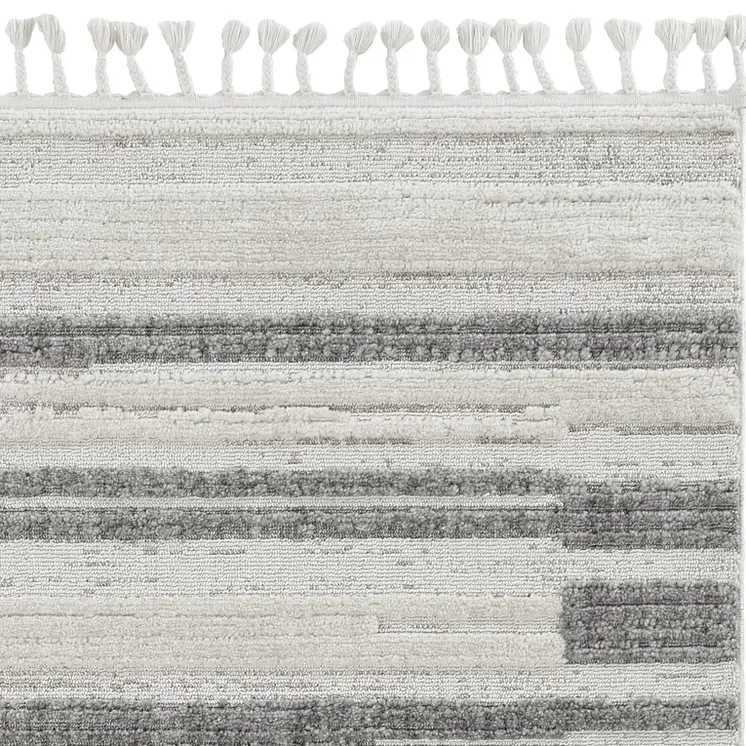 8' X 11' Gray And Ivory Abstract Area Rug