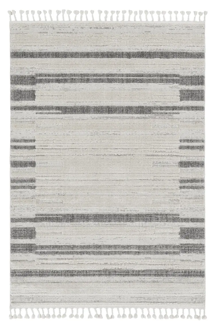 8' X 11' Gray And Ivory Abstract Area Rug