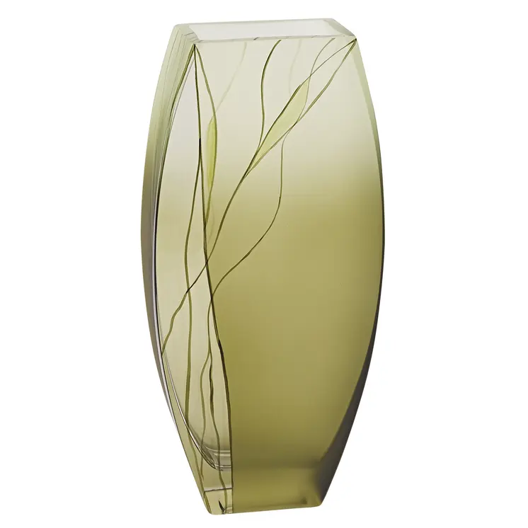12" Green Abstract Lead Free Crystal Table Vase