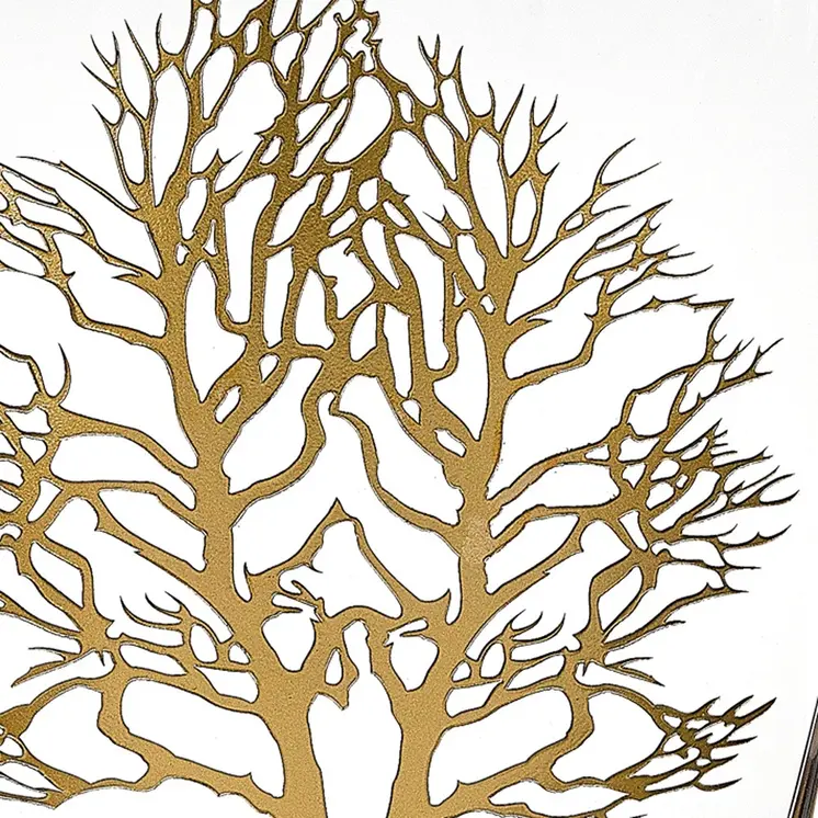 12" Clear And Gold Tree Of Life Oval Lead Free Crystal Table Vase