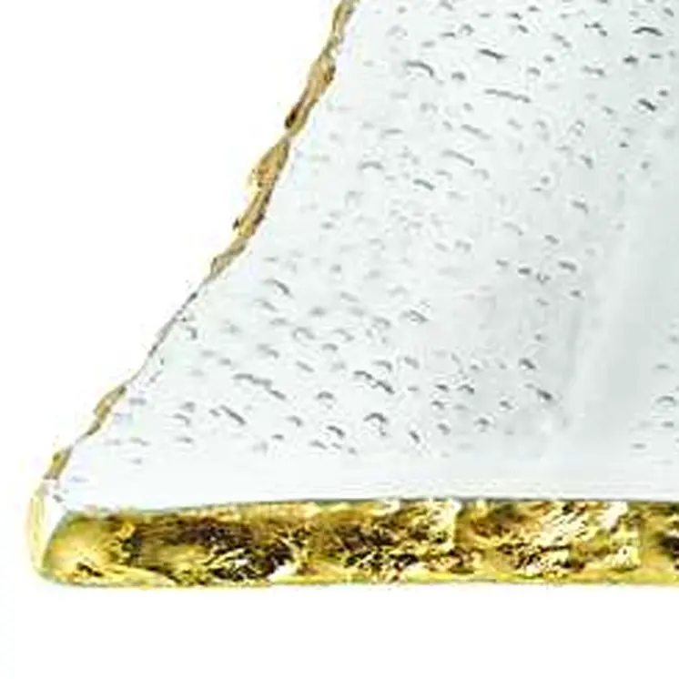 18 Mouth Blown Rectangular Edge Gold Leaf Serving Platter Or Tray