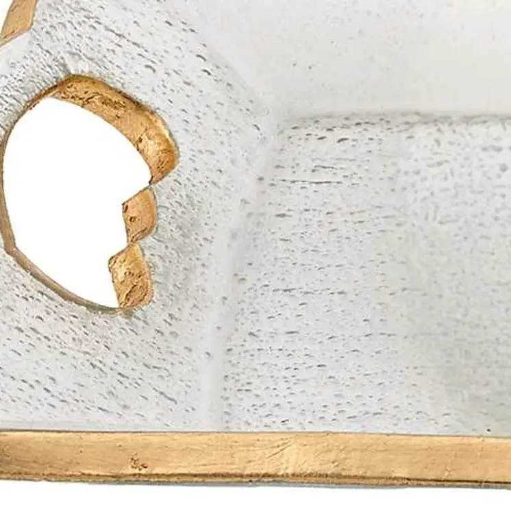 11" Clear And Gold Seeded Glass Serving Tray With Handles