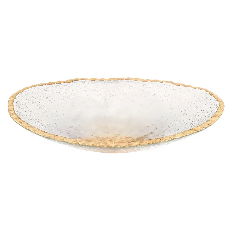 8 Hand Decorated Oval Edge Gold Leaf Serving Bowl