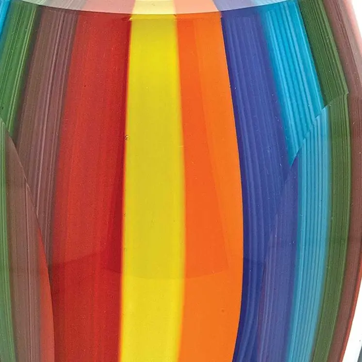 6" Blue Clear Red And Yellow Cylinder Crystal Glass Table Vase