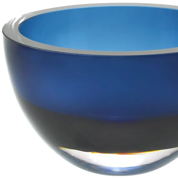 6 Mouth Blown European Made Lead Free Midnight Blue Crystal Bowl