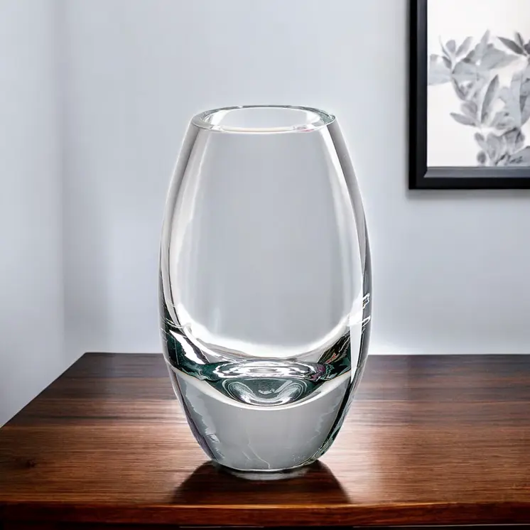9" Clear Oval Lead Free Crystal Table Vase