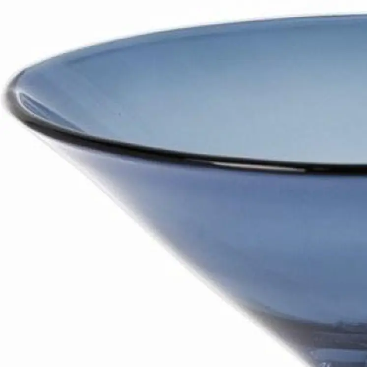 11" Blue Mouth Blown Crystal Round Pedestal Centerpiece Bowl
