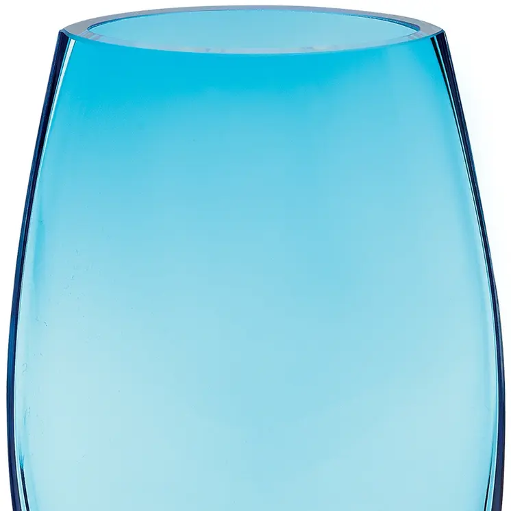 8" Aqua Blue And Clear Oval Lead Free Crystal Table Vase