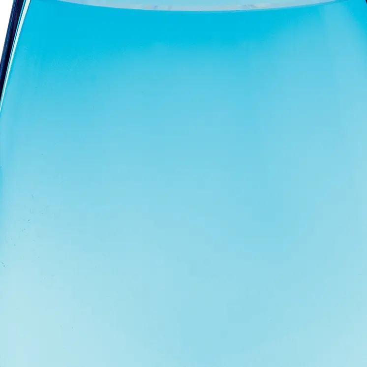 8" Aqua Blue And Clear Oval Lead Free Crystal Table Vase