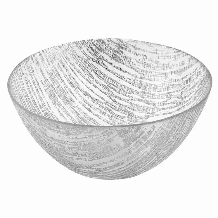 9" Clear And Silver Lead Free Crystal Round Serving Bowl