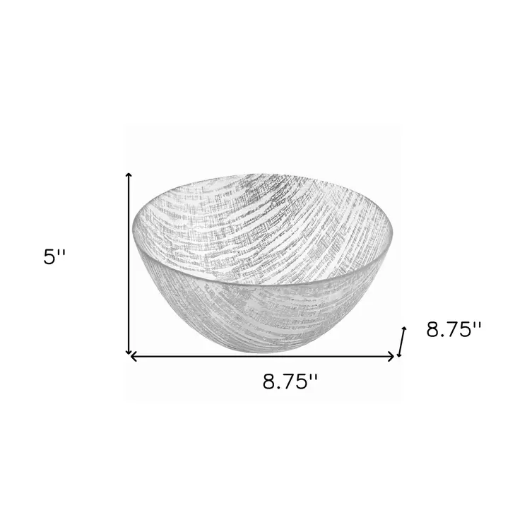 9" Clear And Silver Lead Free Crystal Round Serving Bowl