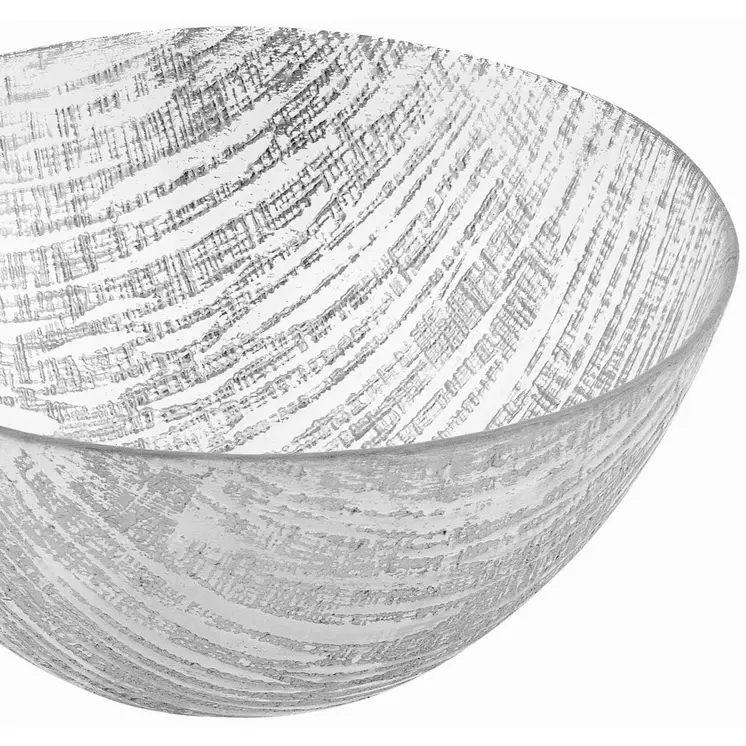 11" Clear and Silver Handcrafted Glass Round Salad Serve Bowl