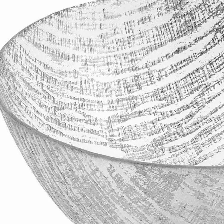 11" Clear and Silver Handcrafted Glass Round Salad Serve Bowl