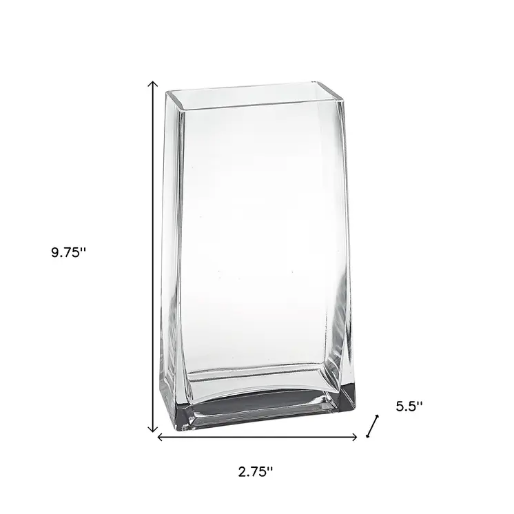 10" Clear Crystal Glass Rectangular Table Vase