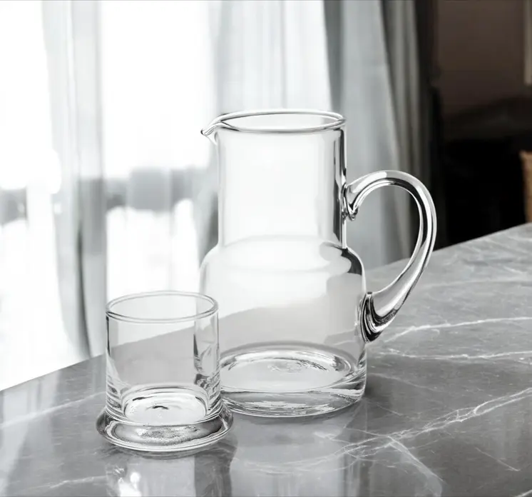 4 X 6 X 7 Clear Glass 2 Pc Glass Bedside Or Desktop Carafe Set  10 Oz