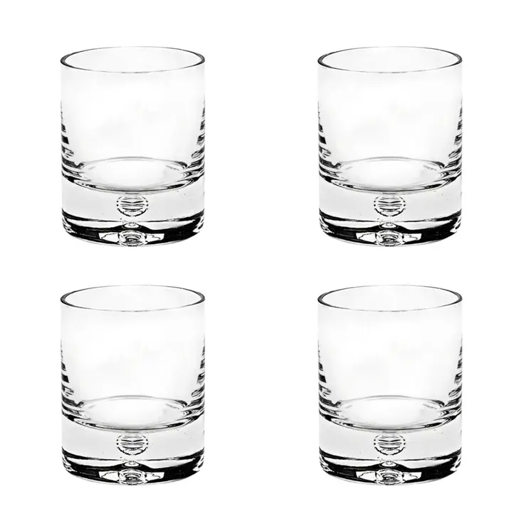 Set of Four Clear Crystal Rocks Old Fashion Glasses