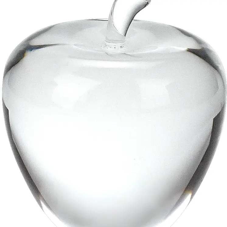 4" Clear Crystal Apple Paperweight Tabletop Sculpture